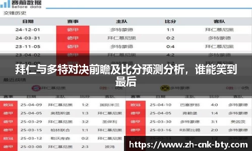 拜仁与多特对决前瞻及比分预测分析，谁能笑到最后